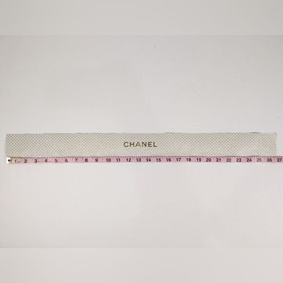CHANEL Gold/White Box Gift Ribbon with Tape Ends 2 1/4 inch thick - Picture 8 of 9